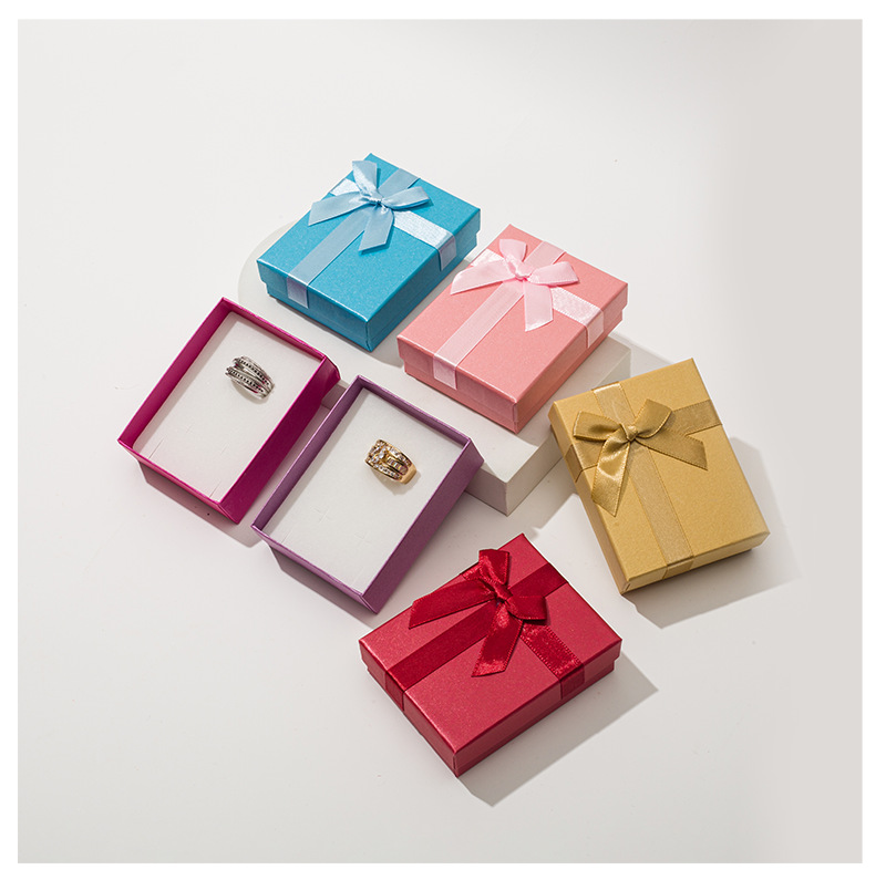 Customized Korean-style bow gift boxes, jewelry necklaces, stud earrings, bracelets, top and bottom covers, embossed and pasted packaging boxes pic 16