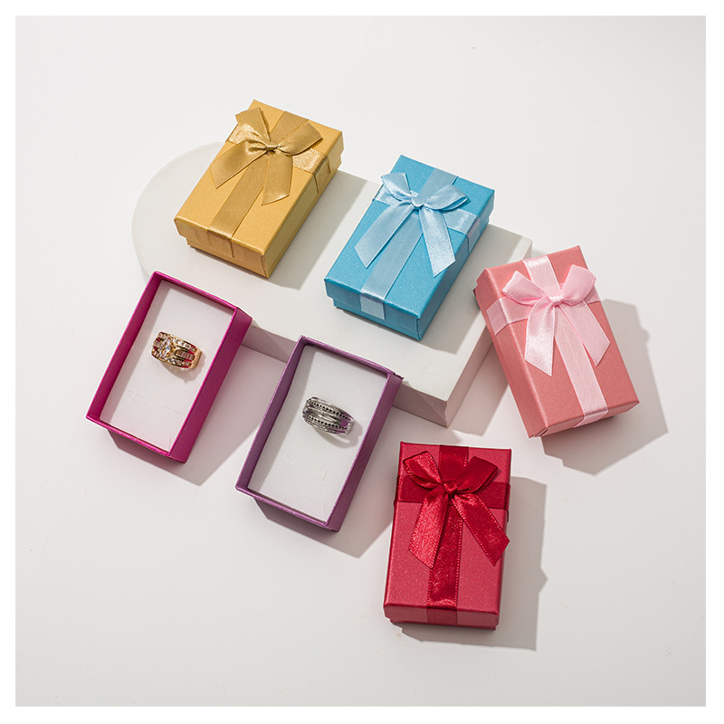 Customized Korean-style bow gift boxes, jewelry necklaces, stud earrings, bracelets, top and bottom covers, embossed and pasted packaging boxes pic 15