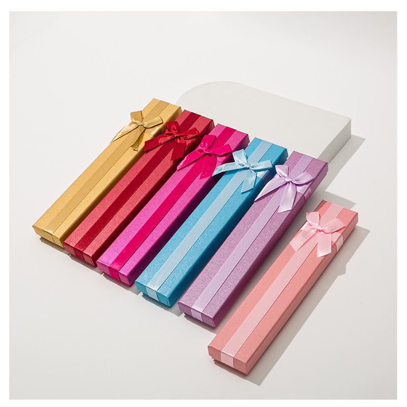 Customized Korean-style bow gift boxes, jewelry necklaces, stud earrings, bracelets, top and bottom covers, embossed and pasted packaging boxes pic 17