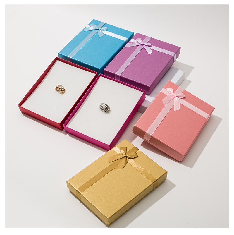 Customized Korean-style bow gift boxes, jewelry necklaces, stud earrings, bracelets, top and bottom covers, embossed and pasted packaging boxes pic 20