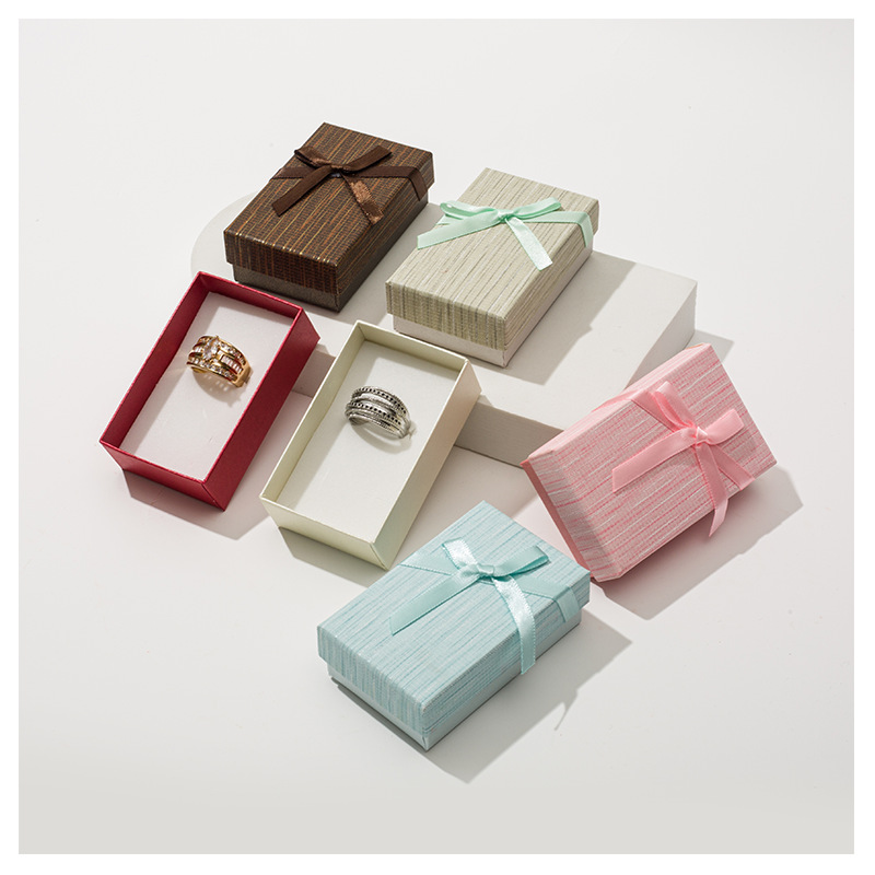 Wholesale of top and bottom cover paper boxes, jewelry boxes, necklaces, rings, jewelry packaging boxes, and fashionable bow jewelry boxes pic 15