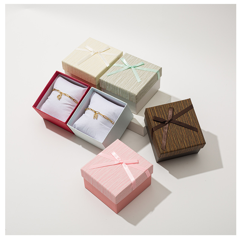 Wholesale of top and bottom cover paper boxes, jewelry boxes, necklaces, rings, jewelry packaging boxes, and fashionable bow jewelry boxes pic 19