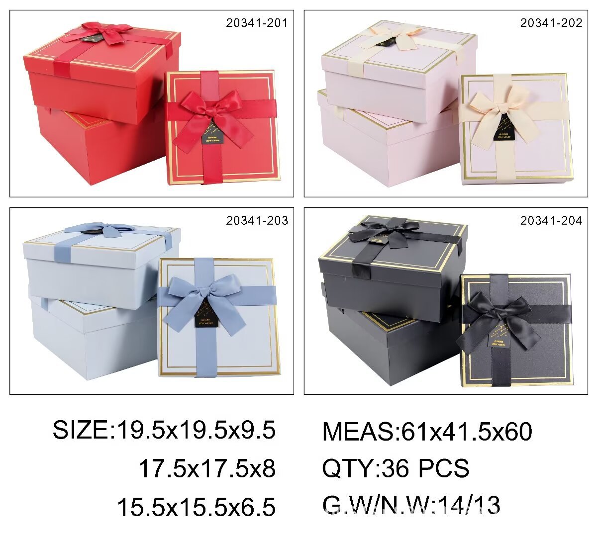 White square gift box, light blue ribbon, golden border, souvenir gift box packaging box pic 4
