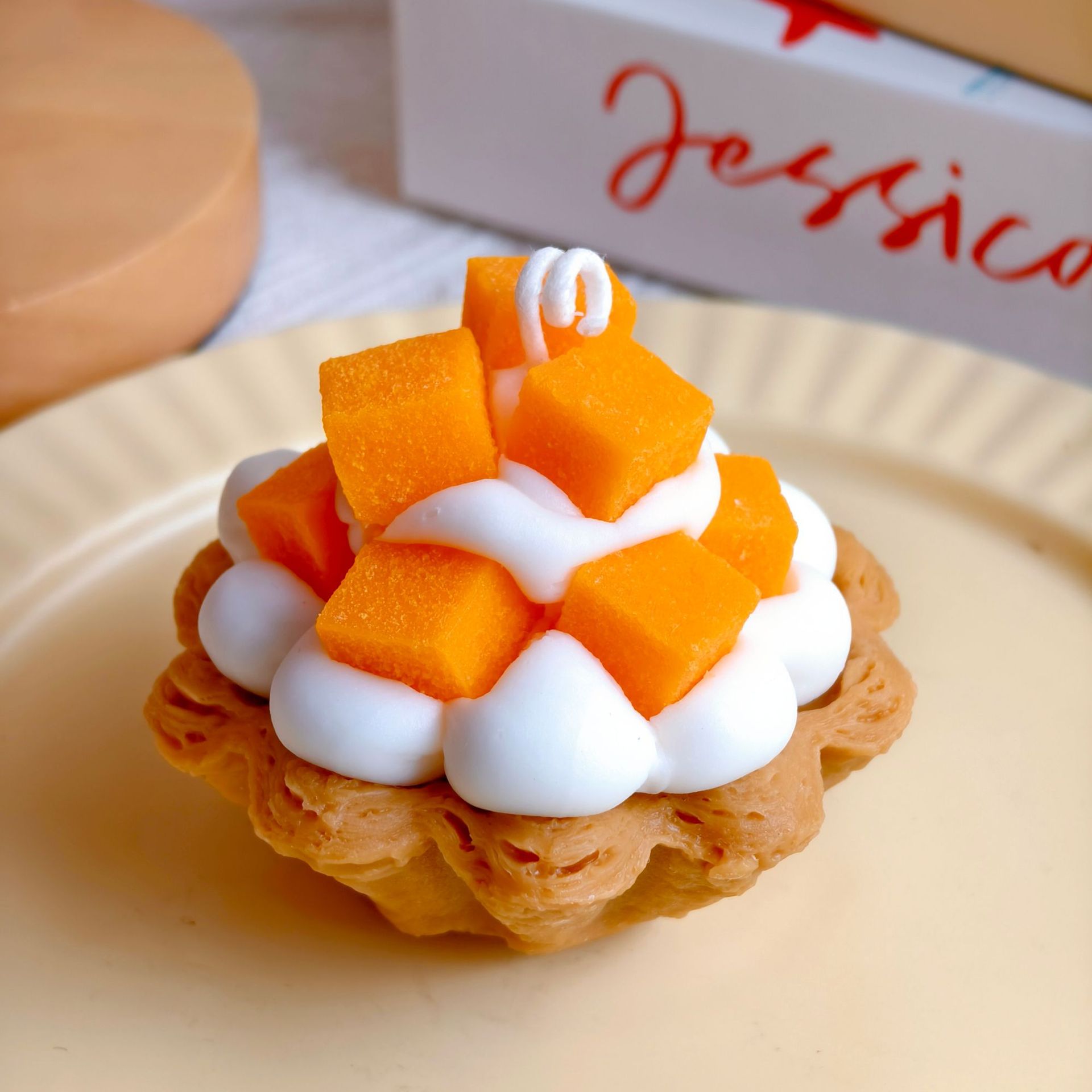 蛋挞香薰蜡烛可颂太阳花蛋挞跨境批发大豆蜡摆件草莓蓝莓水果塔详情8