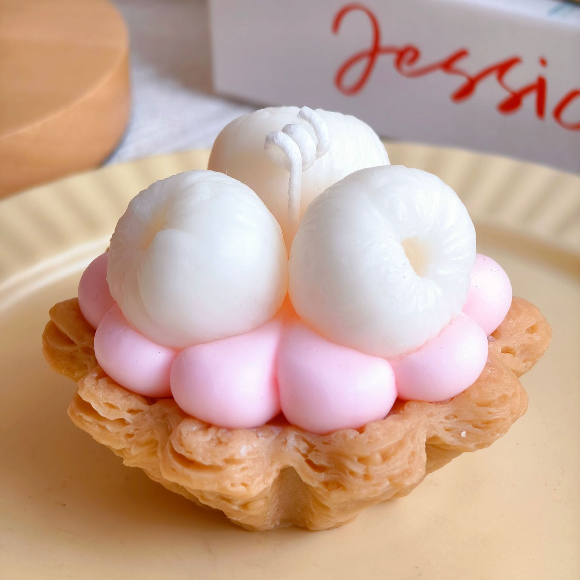 蛋挞香薰蜡烛可颂太阳花蛋挞跨境批发大豆蜡摆件草莓蓝莓水果塔详情6