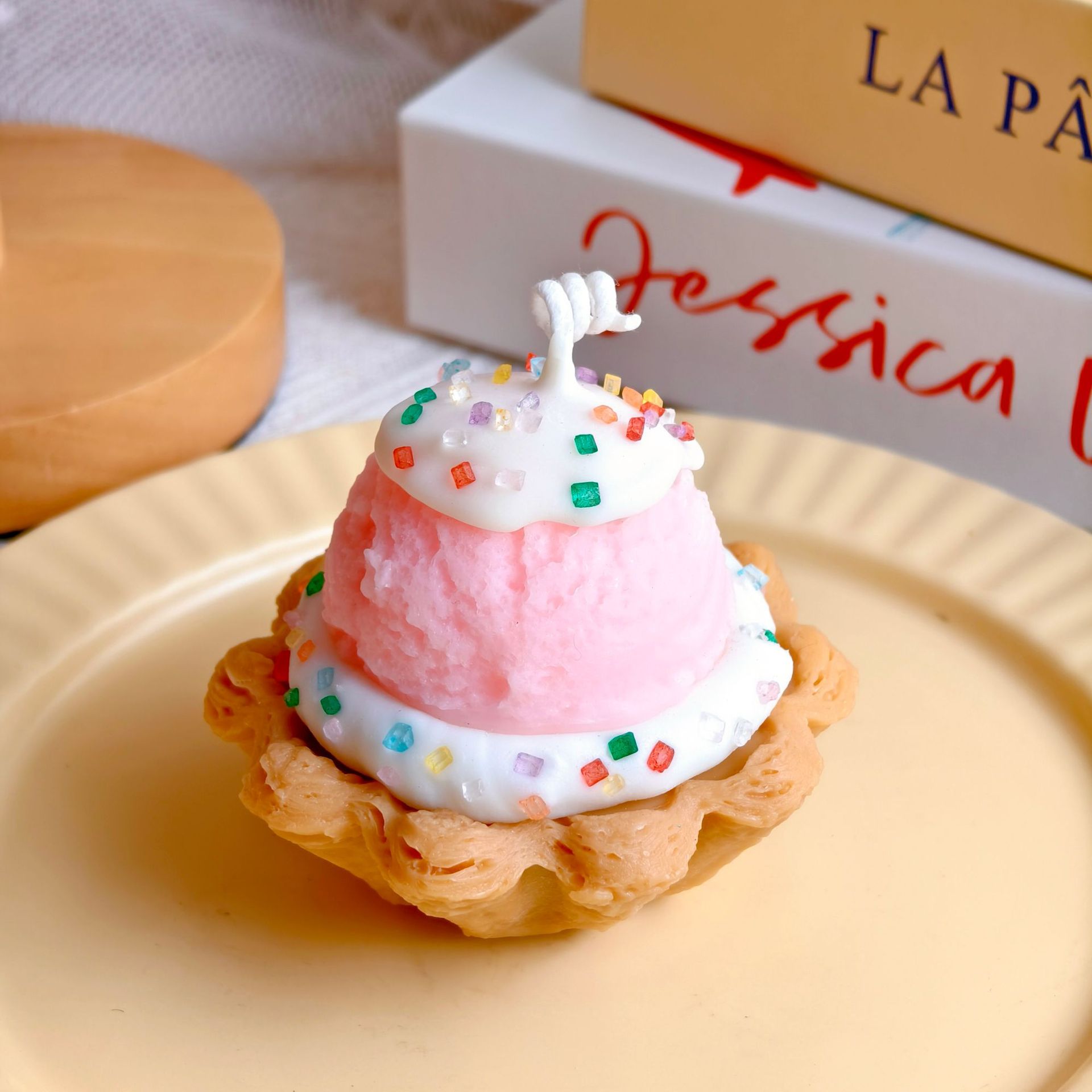 蛋挞香薰蜡烛可颂太阳花蛋挞跨境批发大豆蜡摆件草莓蓝莓水果塔详情9