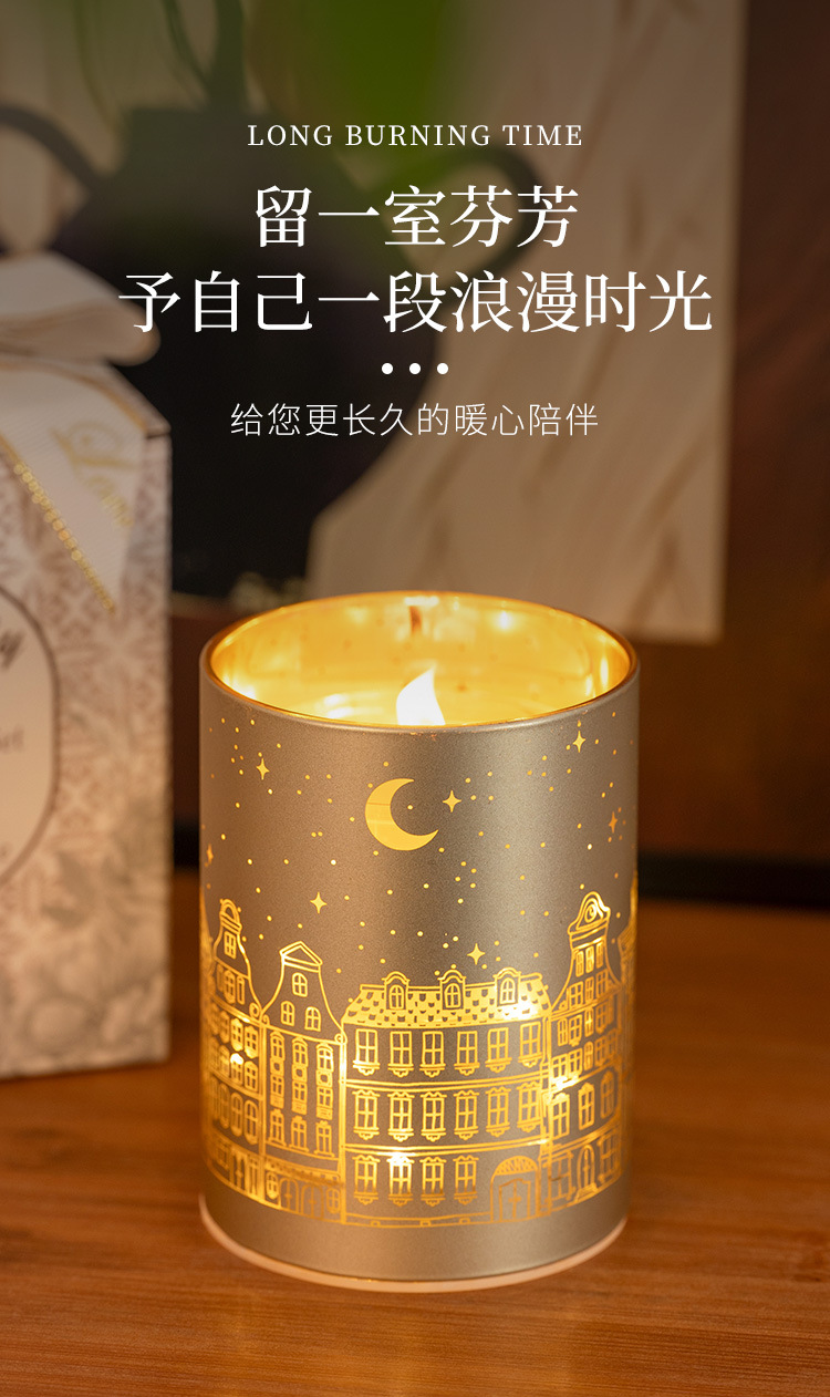 香薰蜡烛浪漫城市图案节日礼物卧室持久香氛香氛小夜灯批发定制详情2