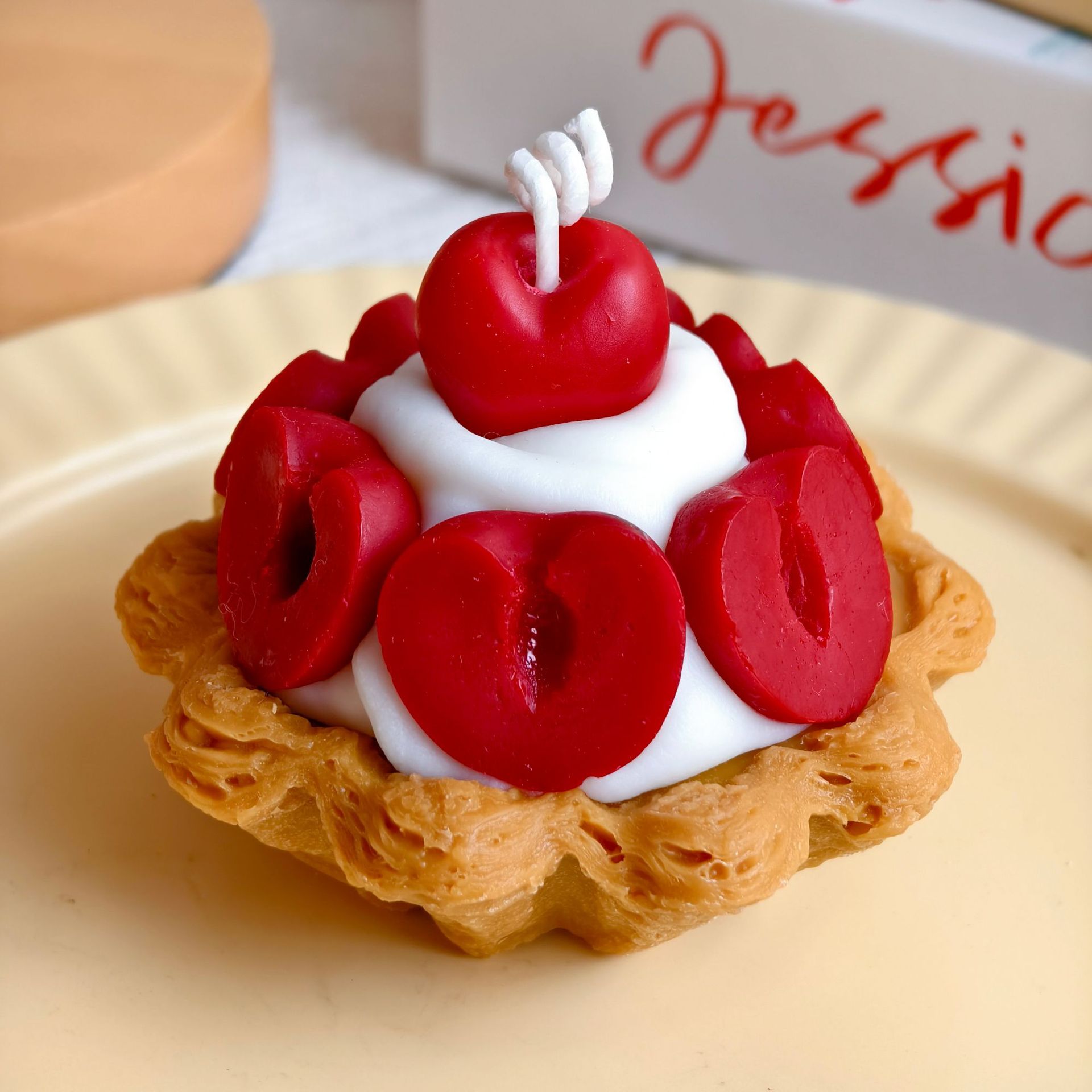 蛋挞香薰蜡烛可颂太阳花蛋挞跨境批发大豆蜡摆件草莓蓝莓水果塔详情4