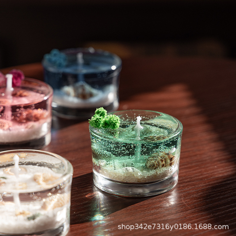 济州岛韩国果冻蜡沙滩贝壳香薰蜡烛礼盒摆件杯子手工造型香薰蜡烛详情6