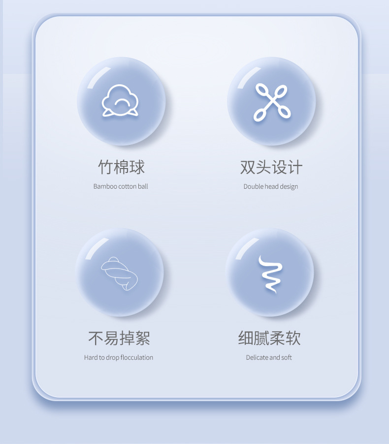 批发便携家用棉签棒小猫图案300支彩色棉签可爱化妆清洁双头棉签详情2