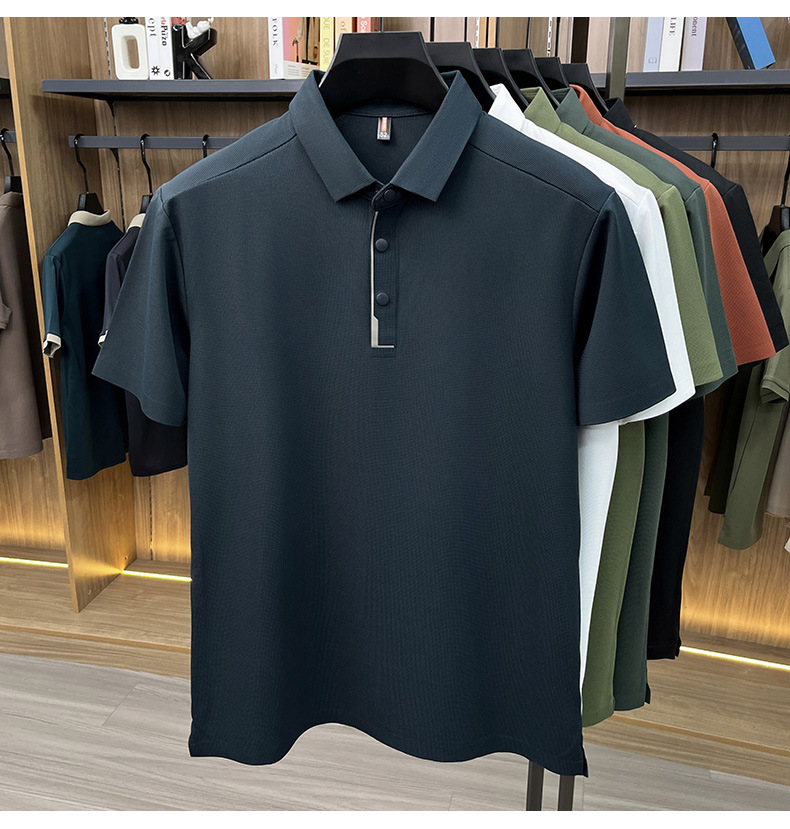 Hombre de verano manga corta solapa completo sin marcas POLO casual hombre top de alta calidad cuatro botones t-shirts hombre pic 12