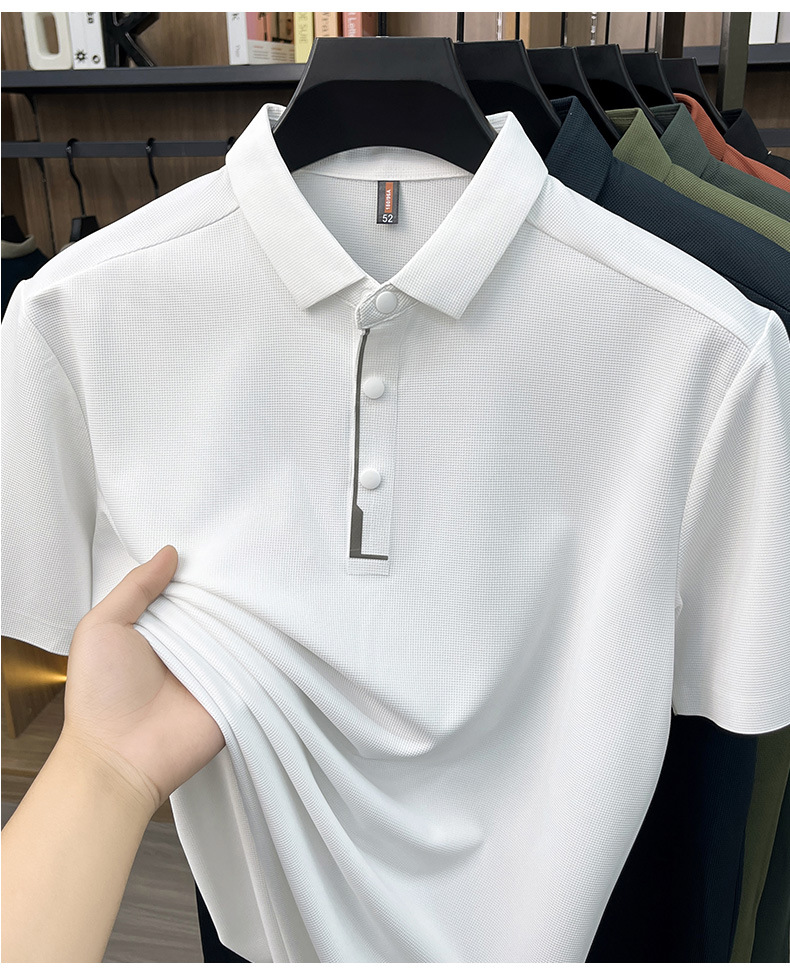 Hombre de verano manga corta solapa completo sin marcas POLO casual hombre top de alta calidad cuatro botones t-shirts hombre pic 18