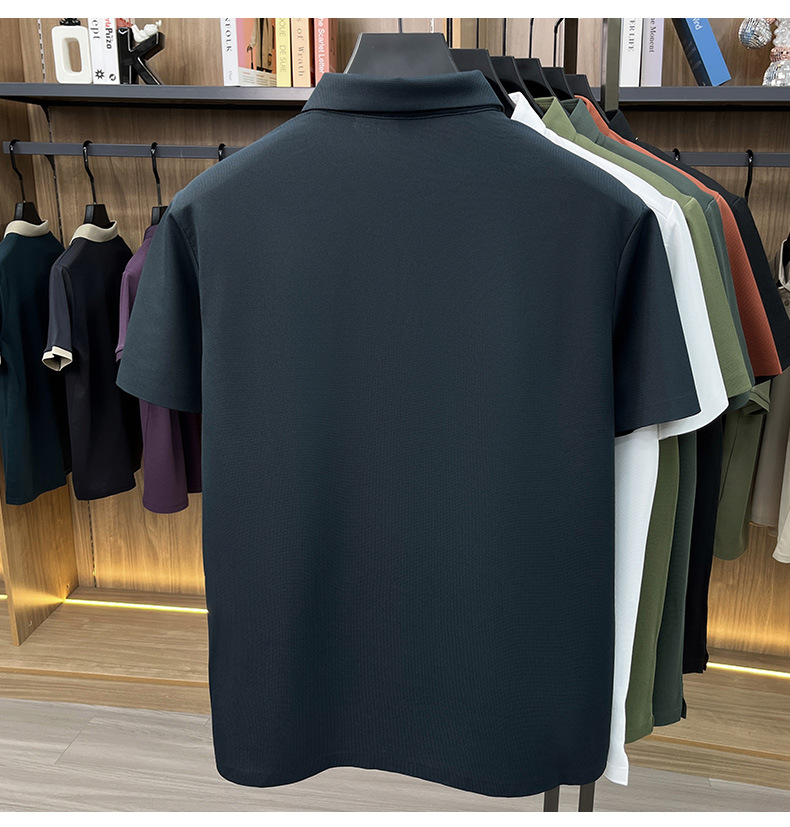 Hombre de verano manga corta solapa completo sin marcas POLO casual hombre top de alta calidad cuatro botones t-shirts hombre pic 13