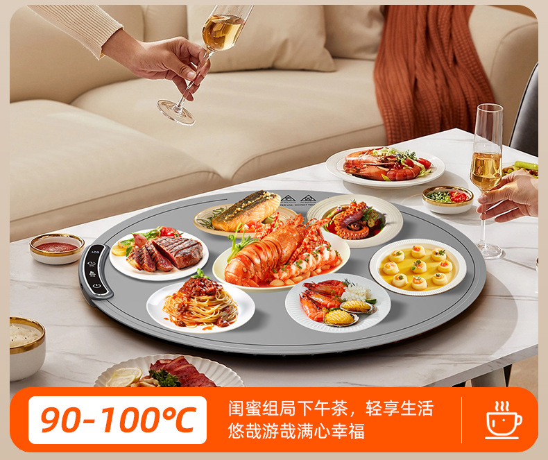 跨境多功能硅胶暖菜板折叠式热菜板保温板家用饭菜加热神器详情9
