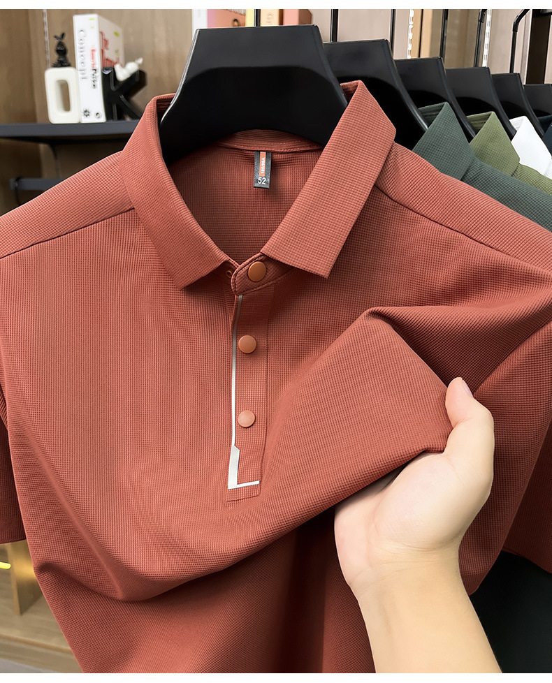 Hombre de verano manga corta solapa completo sin marcas POLO casual hombre top de alta calidad cuatro botones t-shirts hombre pic 26