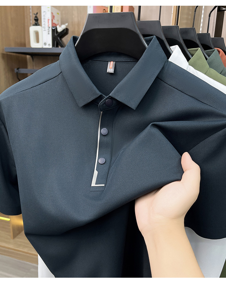 Hombre de verano manga corta solapa completo sin marcas POLO casual hombre top de alta calidad cuatro botones t-shirts hombre pic 14