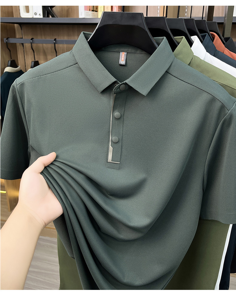 Hombre de verano manga corta solapa completo sin marcas POLO casual hombre top de alta calidad cuatro botones t-shirts hombre pic 24