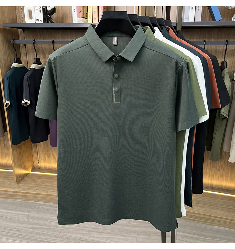 Hombre de verano manga corta solapa completo sin marcas POLO casual hombre top de alta calidad cuatro botones t-shirts hombre pic 22