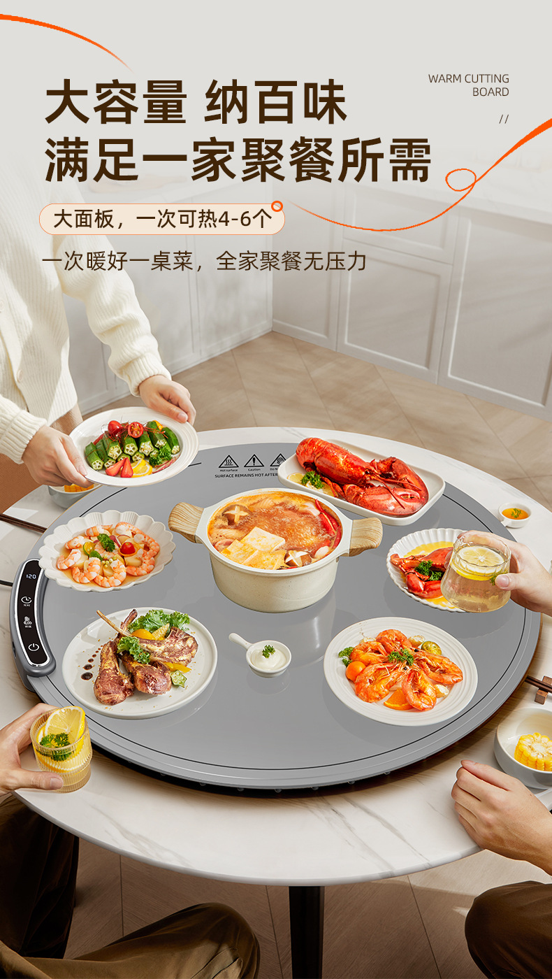 跨境多功能硅胶暖菜板折叠式热菜板保温板家用饭菜加热神器详情15