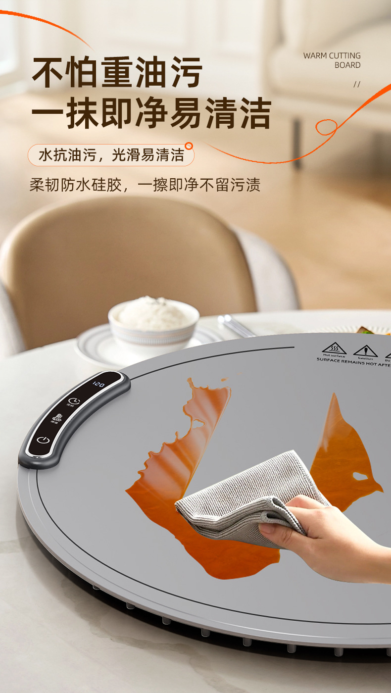 跨境多功能硅胶暖菜板折叠式热菜板保温板家用饭菜加热神器详情17