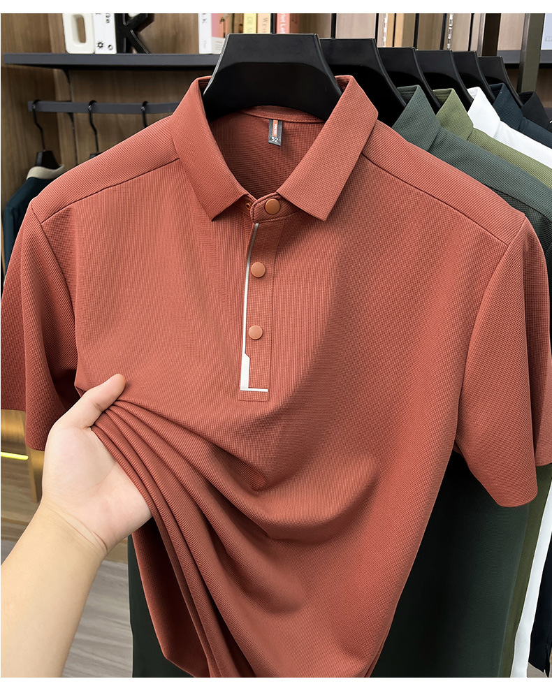 Hombre de verano manga corta solapa completo sin marcas POLO casual hombre top de alta calidad cuatro botones t-shirts hombre pic 27