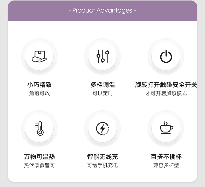 跨境恒温杯垫智能无线充电二合一家用暖杯垫办公室茶水加热杯垫详情2