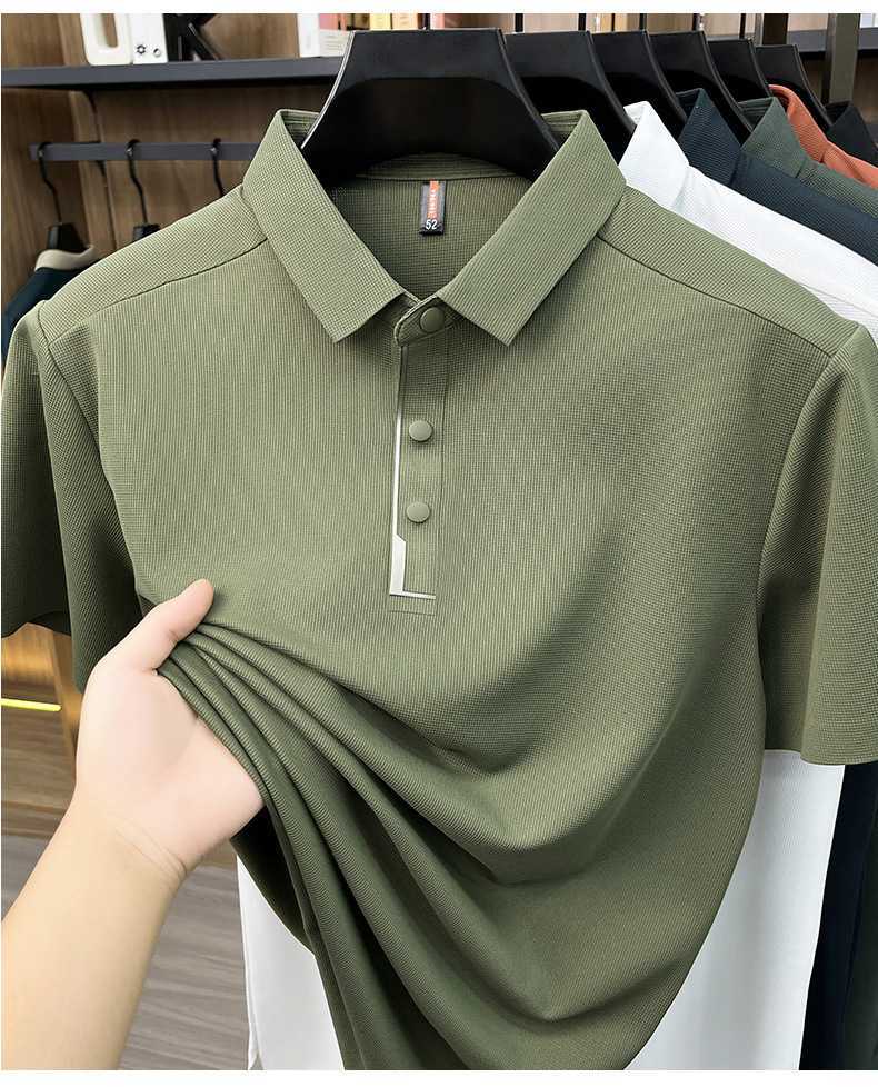 Hombre de verano manga corta solapa completo sin marcas POLO casual hombre top de alta calidad cuatro botones t-shirts hombre pic 21