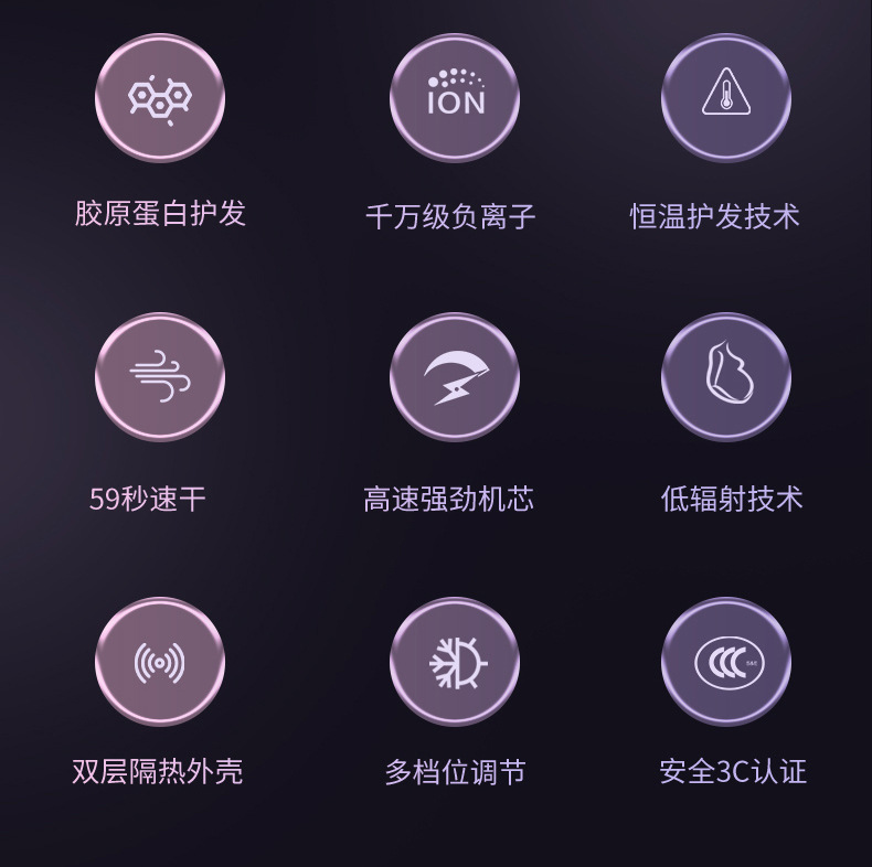 网红同款吹风机恒温护发家用电吹风学生宿舍旅游便携适用吹风筒详情3