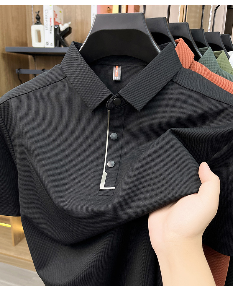Hombre de verano manga corta solapa completo sin marcas POLO casual hombre top de alta calidad cuatro botones t-shirts hombre pic 29