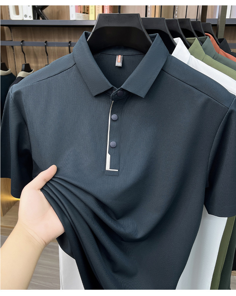 Hombre de verano manga corta solapa completo sin marcas POLO casual hombre top de alta calidad cuatro botones t-shirts hombre pic 15