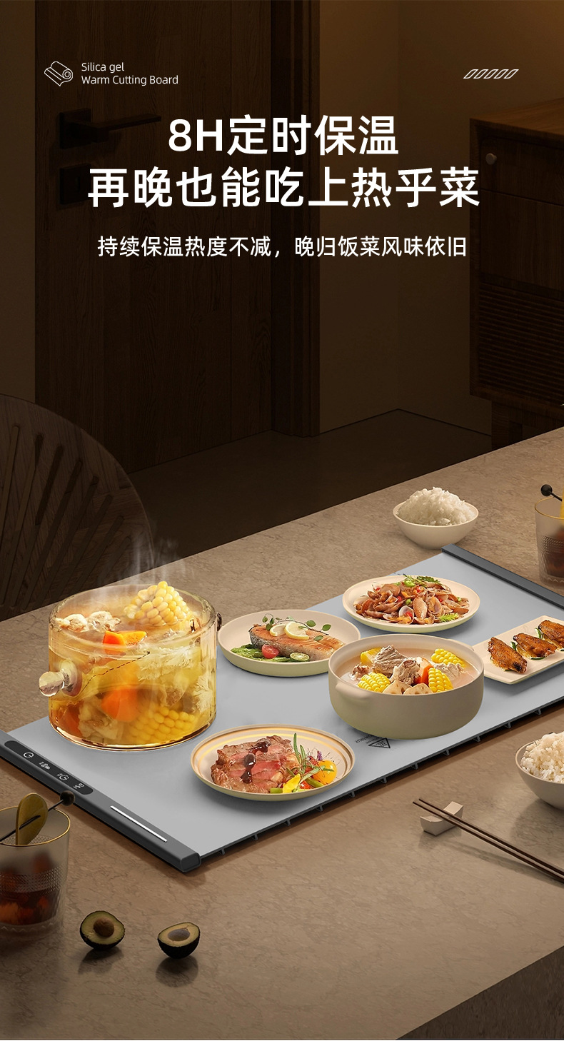 跨境家用暖菜板可折叠硅胶加热垫智能恒温饭菜保温板多功能热菜板详情16