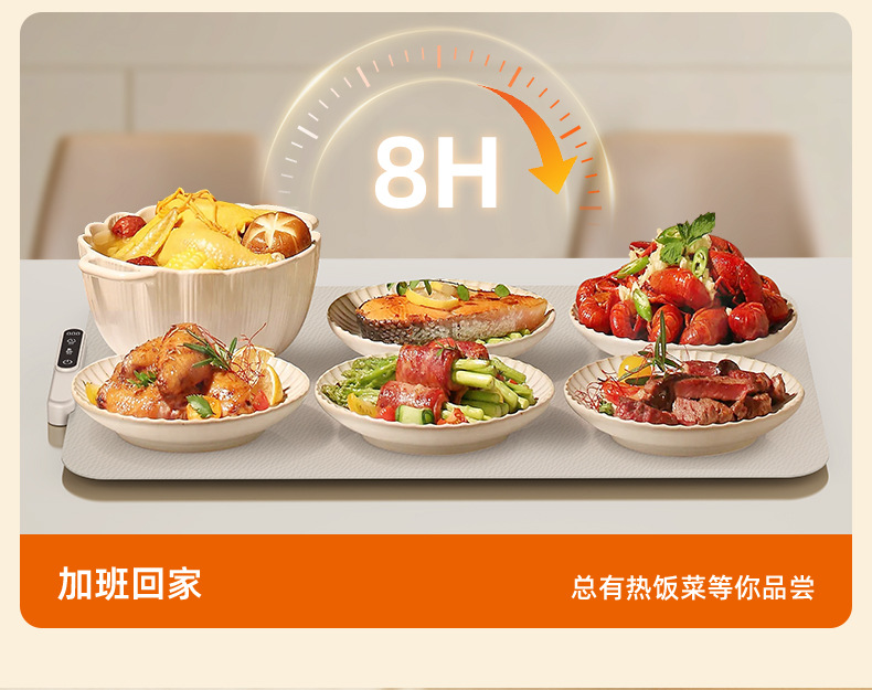 跨境柔性硅胶暖菜板家用餐桌垫多功能饭菜保温板智能恒温加热板详情15