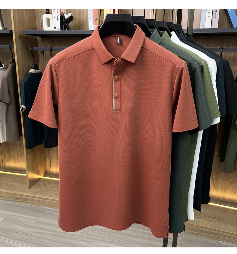 Hombre de verano manga corta solapa completo sin marcas POLO casual hombre top de alta calidad cuatro botones t-shirts hombre pic 25