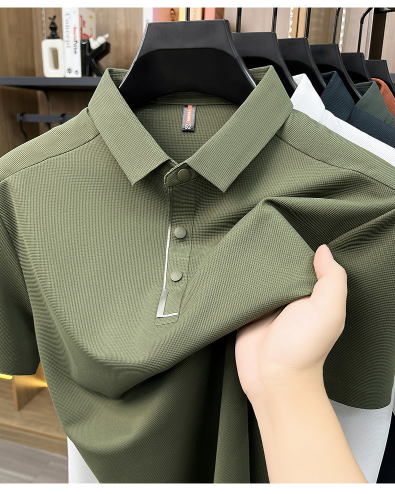 Hombre de verano manga corta solapa completo sin marcas POLO casual hombre top de alta calidad cuatro botones t-shirts hombre pic 20