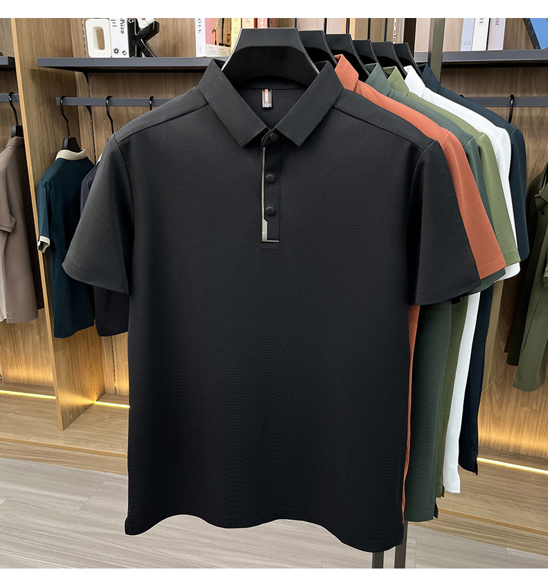 Hombre de verano manga corta solapa completo sin marcas POLO casual hombre top de alta calidad cuatro botones t-shirts hombre pic 28