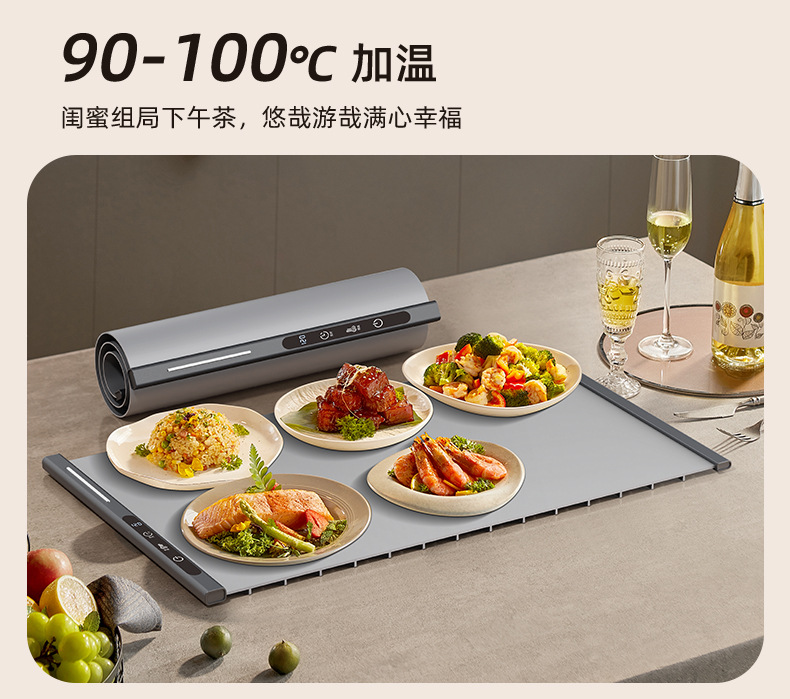跨境家用暖菜板可折叠硅胶加热垫智能恒温饭菜保温板多功能热菜板详情11