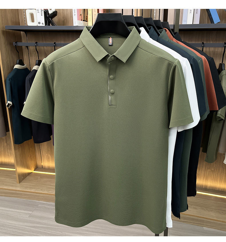 Hombre de verano manga corta solapa completo sin marcas POLO casual hombre top de alta calidad cuatro botones t-shirts hombre pic 19