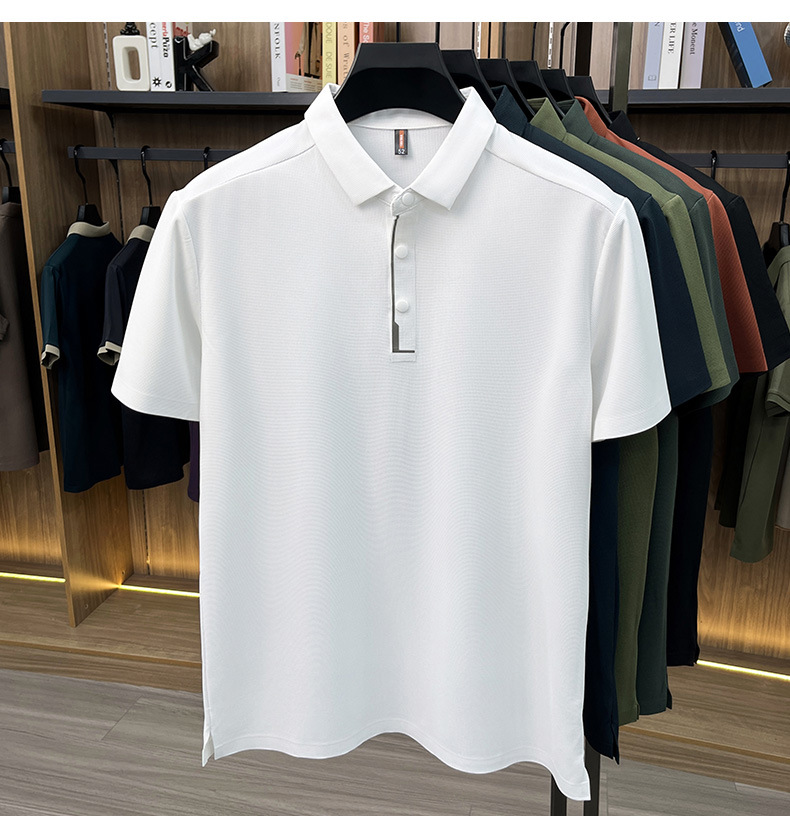 Hombre de verano manga corta solapa completo sin marcas POLO casual hombre top de alta calidad cuatro botones t-shirts hombre pic 16