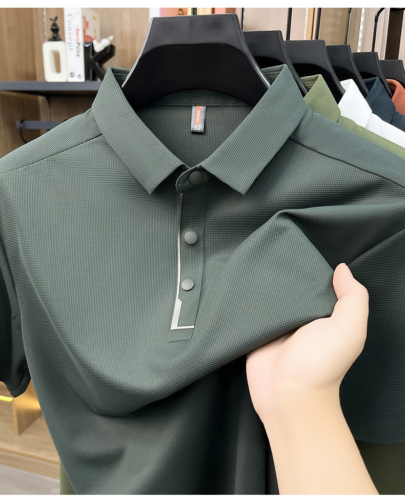 Hombre de verano manga corta solapa completo sin marcas POLO casual hombre top de alta calidad cuatro botones t-shirts hombre pic 23