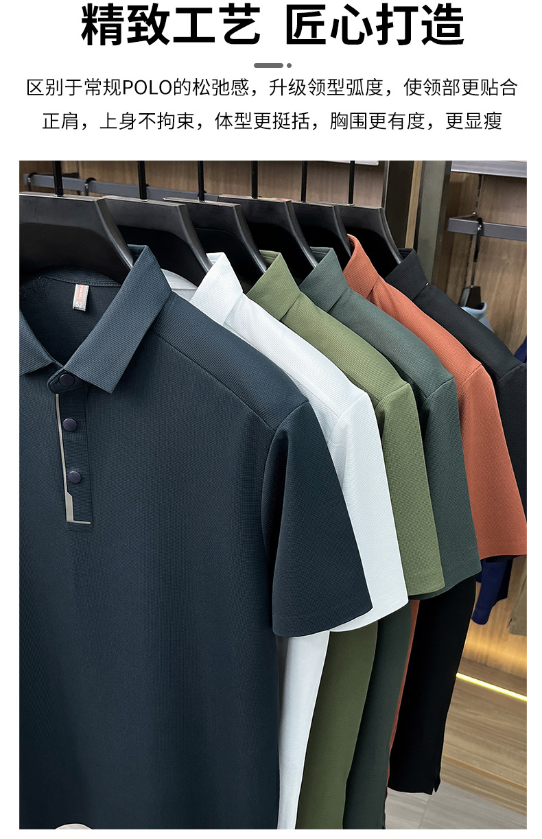 Hombre de verano manga corta solapa completo sin marcas POLO casual hombre top de alta calidad cuatro botones t-shirts hombre pic 2