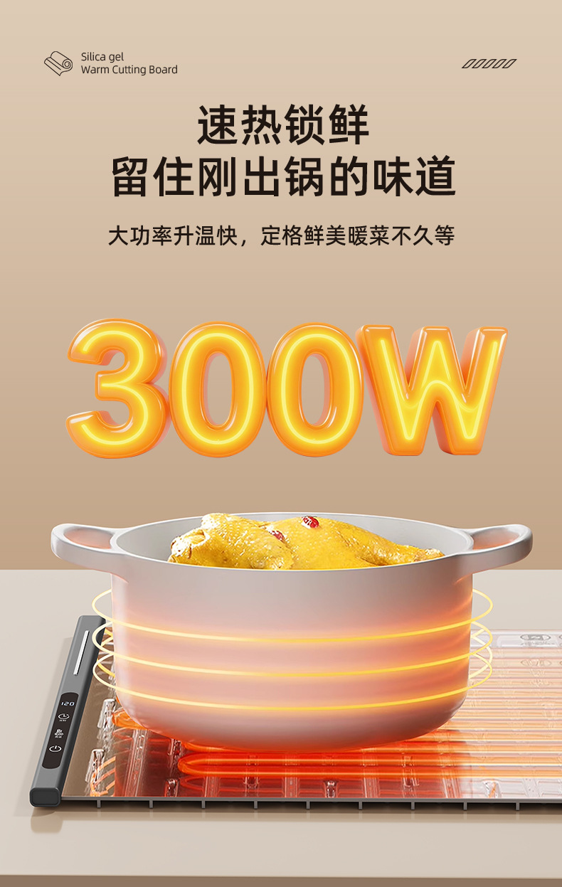 跨境家用暖菜板可折叠硅胶加热垫智能恒温饭菜保温板多功能热菜板详情5