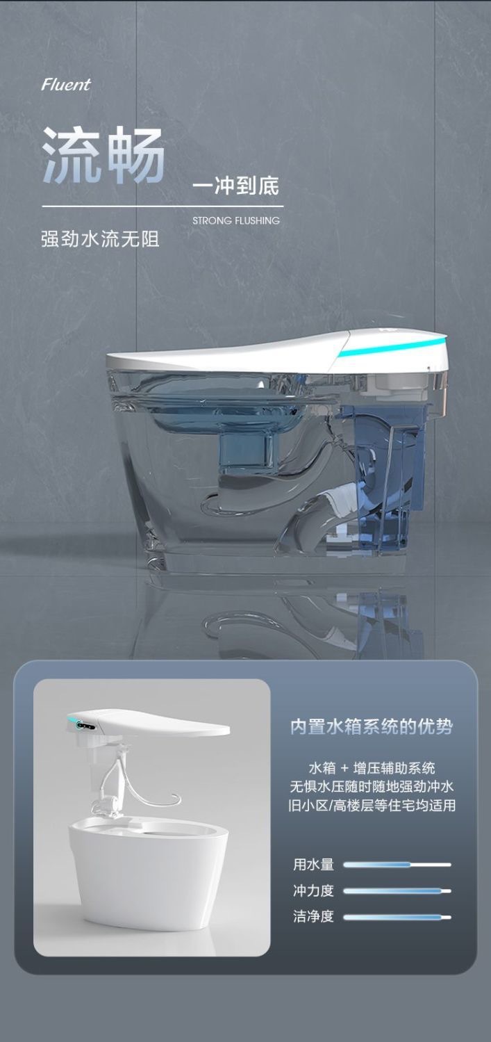 家用智能马桶座便器一体式无水压语音自动翻盖清洗烘干多功能详情4