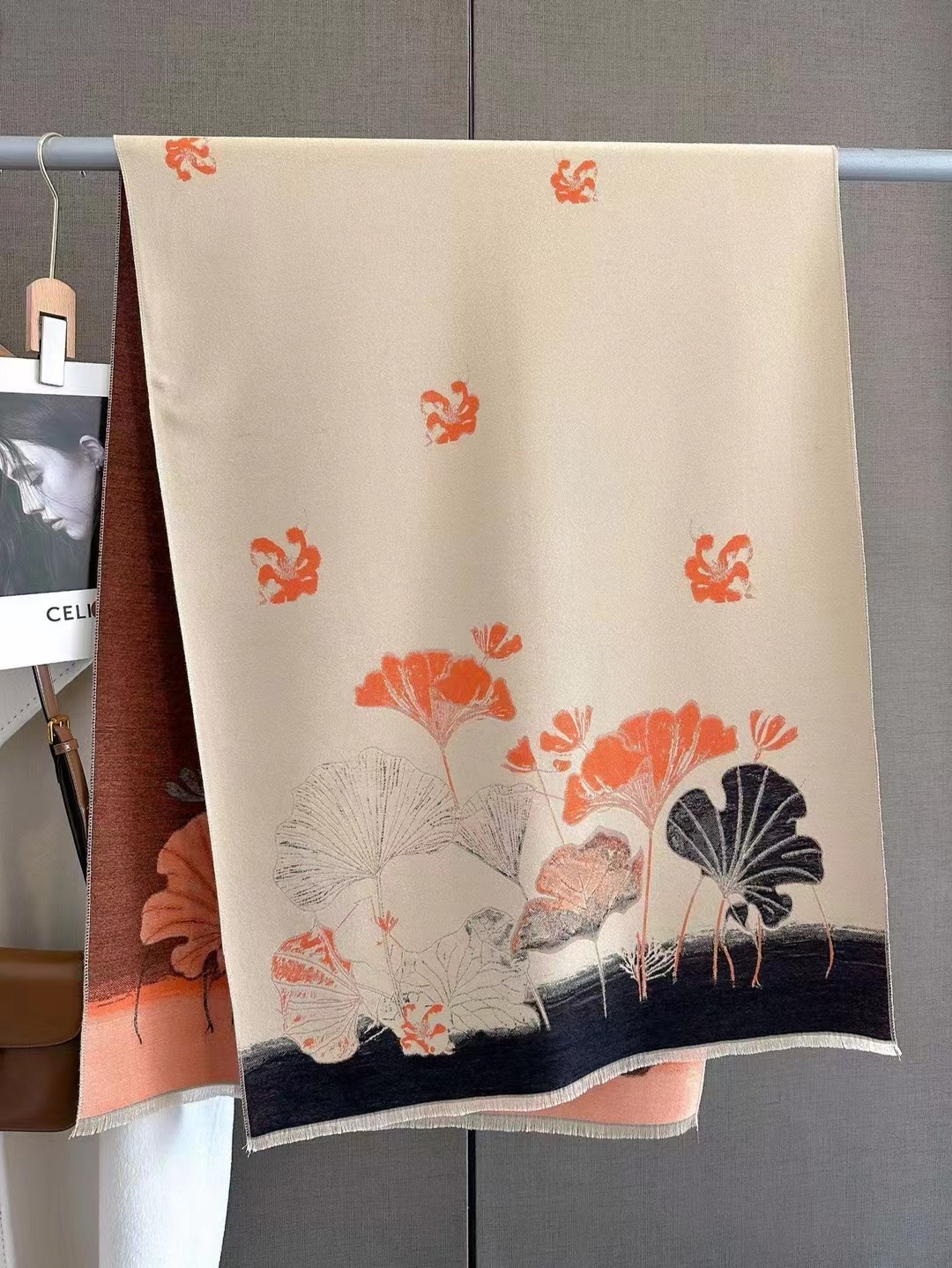 Cross-border scarf wholesale 27 high-speed jacquard series Ginkgo leaf cash on delivery scarf e-commerce supply pic 6