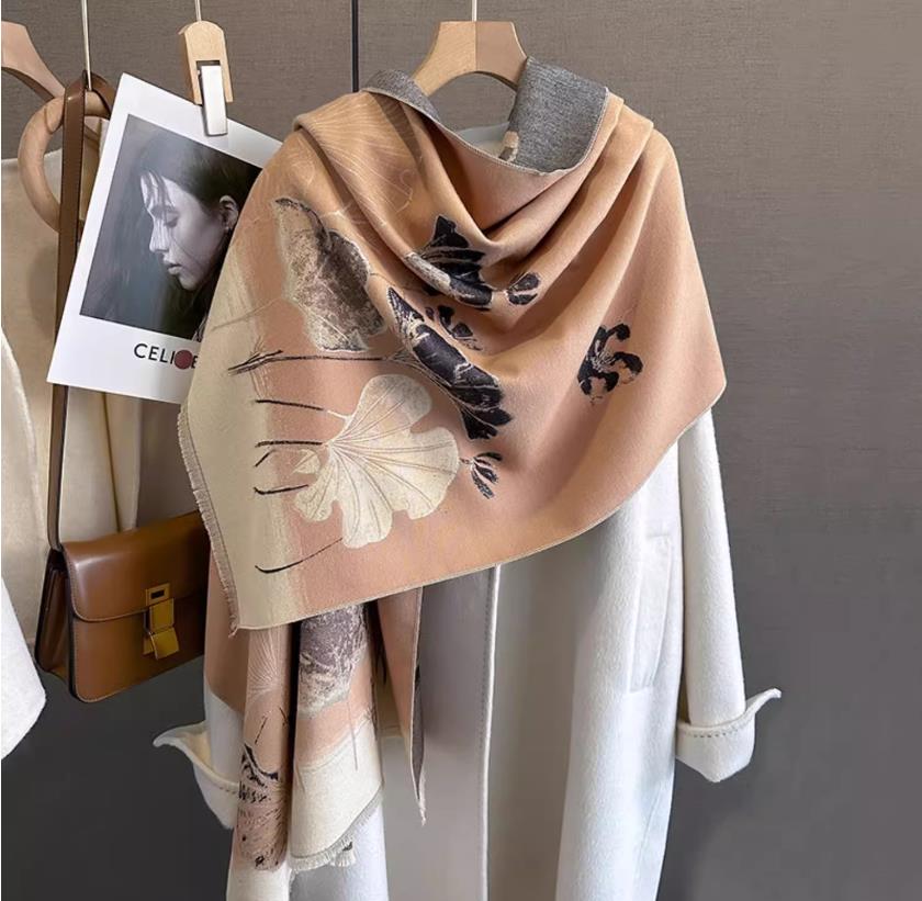 Cross-border scarf wholesale 27 high-speed jacquard series Ginkgo leaf cash on delivery scarf e-commerce supply pic 8