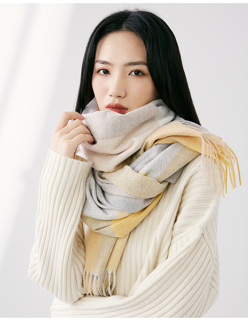 Cross-border scarf wholesale e-commerce live streaming supply chain supply 96 wool series twill wool check pic 7