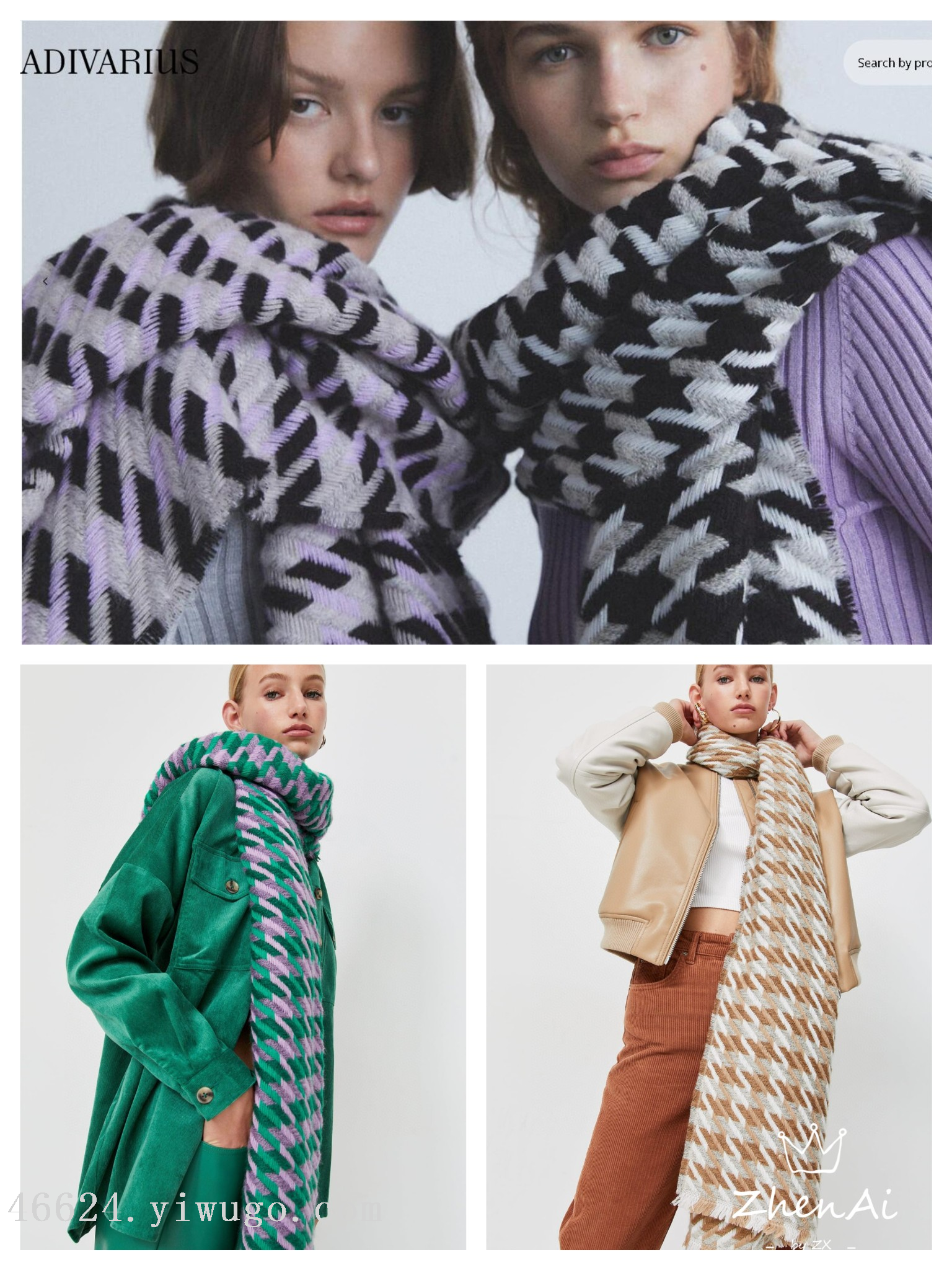 New in-stock cross-border scarves wholesale, e-commerce live streaming supply chain, European and American thousand bird pattern scarves, air conditioner shawls pic 1