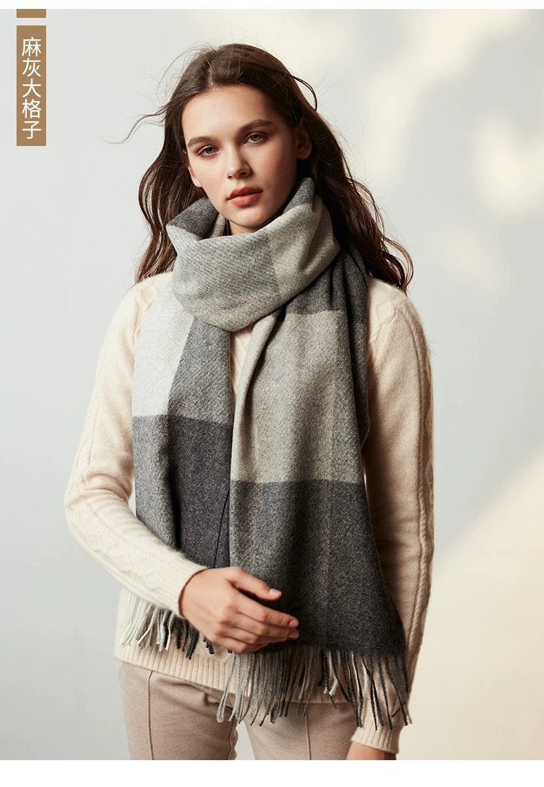 Cross-border scarf wholesale e-commerce live streaming supply chain supply 96 wool series twill wool check pic 3