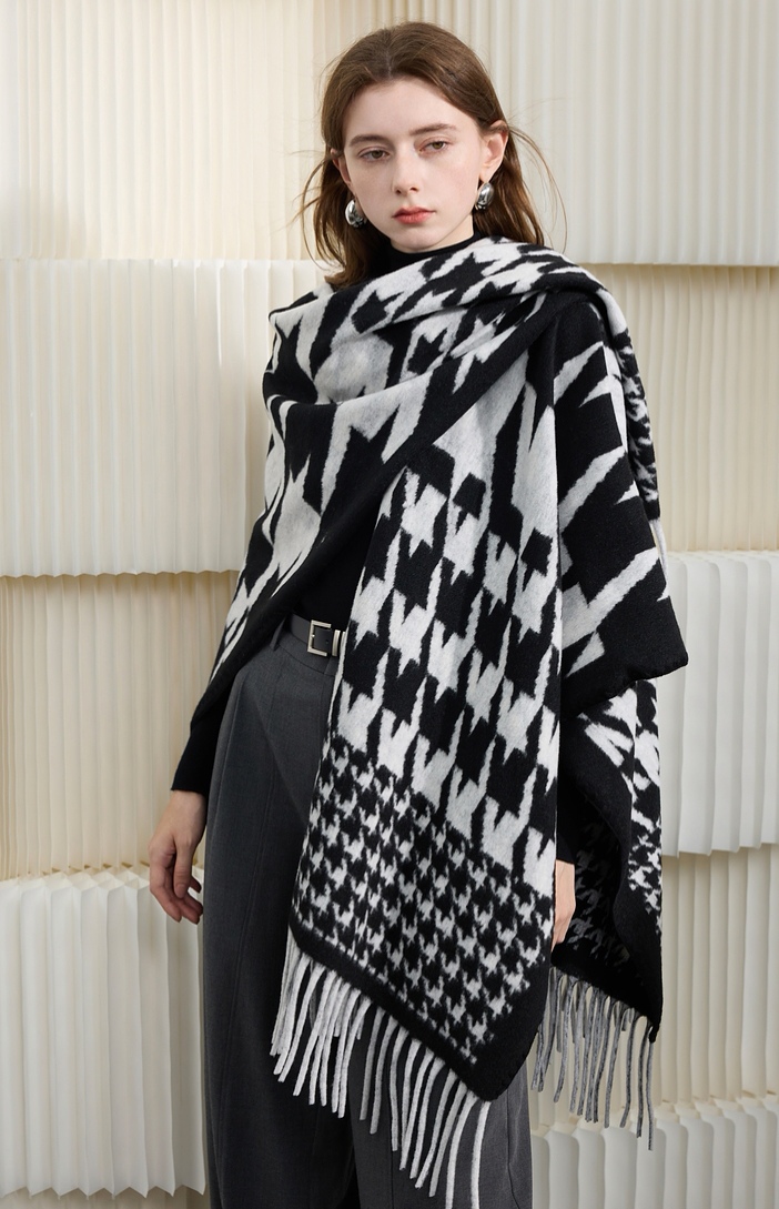 Cross-border scarf wholesale e-commerce live streaming supply chain, Thousand Bird pattern imitation cashmere split shawls pic 1