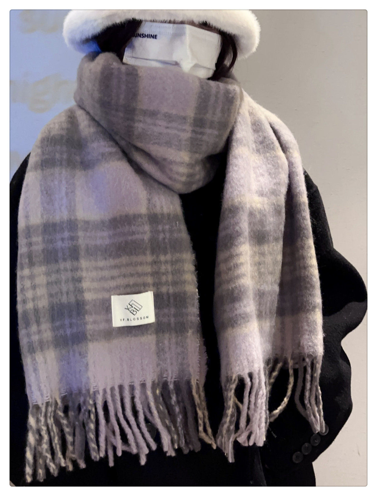 The 2024 new Maillard high-end checkered scarf for women, a Korean-style shawl for both winter and spring and autumn, is thick and warm pic 39