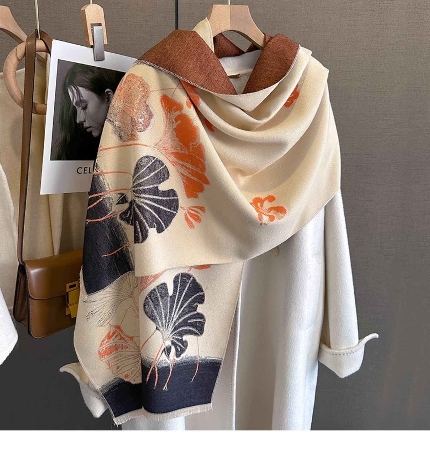 Cross-border scarf wholesale 27 high-speed jacquard series Ginkgo leaf cash on delivery scarf e-commerce supply pic 7